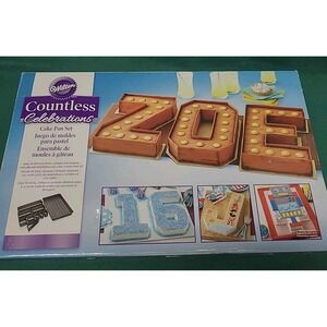 Wilton Countless Celebrations Cake Pan Numbers Letters Set New In Box